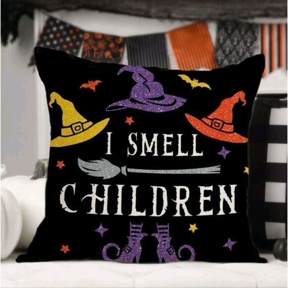 "I Smell Children" Witches Halloween Pillow Cover - Picture 4 of 5